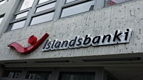 Islandsbanki sign and building, Akureyri, Iceland
