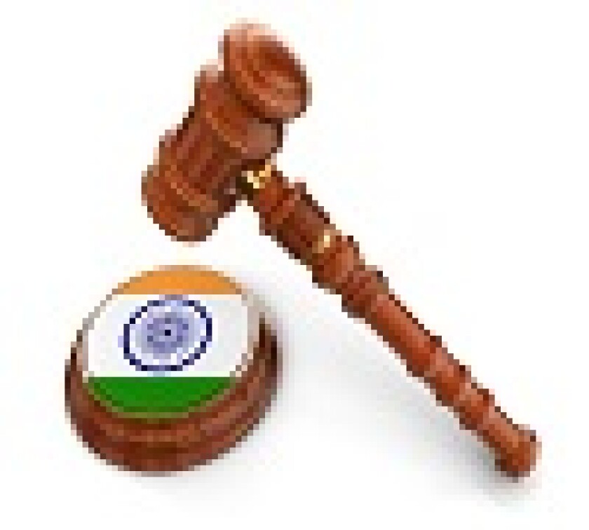 Wooden Mallet and Indian flag (clipping path included)