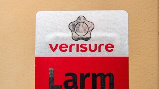 Gothenburg, Sweden - november 26 2020: Verisure logo on an alarm sticker.