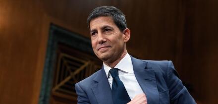 UNITED STATES - APRIL 21: Kevin Warsh, nominee for chairman of the Federal Reserve, arrives for his Senate Banking, Housing and Urban Affairs Committee confirmation hearing in Dirksen building on Tuesday, April 21, 2026. (Tom Williams/CQ Roll Call via AP 