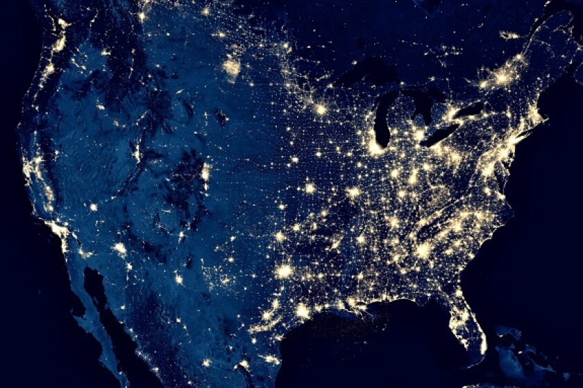 USA aerial photo night from Alamy 11May23 575x375