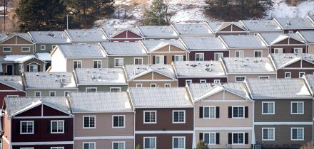 Multi-family apartments, townhomes, and condominium developments in the Briargate development in northern Colorado Springs, Colorado