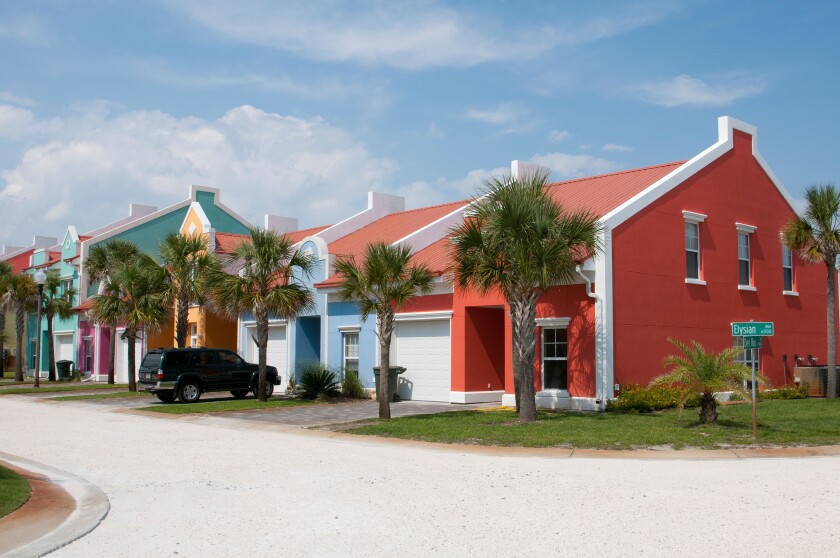 Colorful housing Pensacola northwest Florida USA