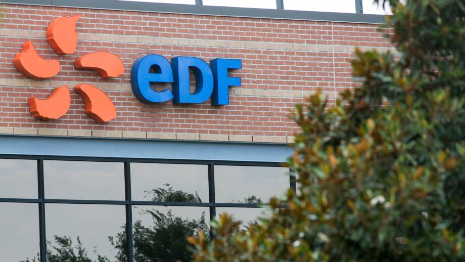 A logo sign outside of a facility occupied by EDF Trading Limited in Houston, Texas, on May 27, 2017.