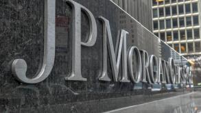 New York - April 14, 2018: The corporate sign in front of the JP Morgan Chase & Co office building on Park Avenue in New York City.
