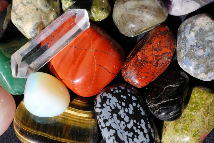 Set of semiprecious gemstones used in alternative medicine for healing and in esoterics. Image shot 2008. Exact date unknown.