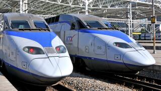 Alstom KTX train in railway station Seoul South Korea Asia