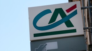 Sign on a Credit Agricole bank in France
