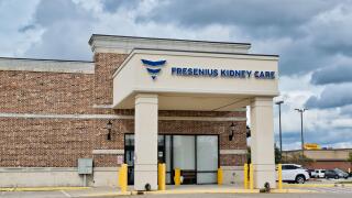 Houston, Texas USA 12-05-2021: Fresenius Kidney Care clinic exterior in Houston, TX. Kidney dialysis clinical treatment center for renal disease.