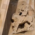 Details of religious sculptures on the facade of the Sagrada Familia, the unfinished cathedral by  Antoni Gaudi in Barcelona.