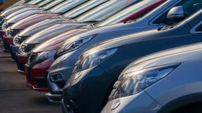 Line of Used Cars For Sale on Showroom Forecourt