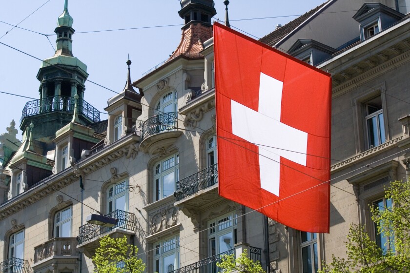 Swiss flag in the street