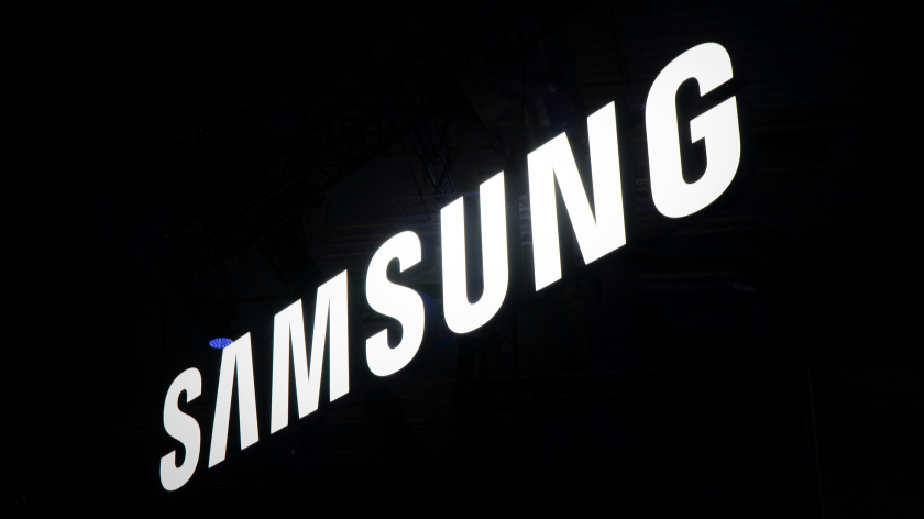 Samsung logo on a black background