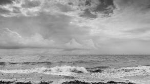 Cloudy sky at the coast, Fehmarn island, Schleswig-Holstein, Germany, Europe