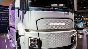 Ford Otosan introducing it's 100% Electric Truck at the Hannover IAA Transportation Motor Show. Germany - September 20, 2022