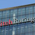 Fitch Ratings Sign on its Office Building, Canary Wharf, London, UK.