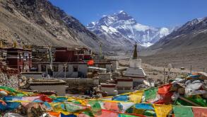 Mount Everest Base Camp with Rongbuk Monastery in Shigatse, Tibet