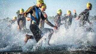 Start of the Ironman Triathlon, Amager Strandpark, Copenhagen, Denmark
