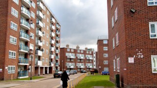 Hammersmith and Fulham council Social housing in Fulham just off Pulton Place - lone woman wearing burka