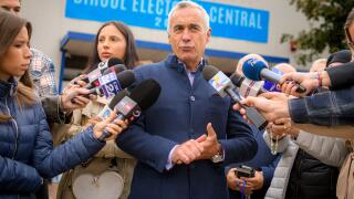 Calin Georgescu, running as an independent candidate for president, speaks to media after registering his bid in the country's presidential elections, in Bucharest, Romania, Tuesday, Oct. 1, 2024. (AP Photo/Alexandru Dobre)