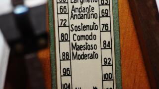 scale of the old wooden metronome in close-up