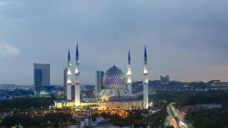 The beautiful Sultan Salahuddin Abdul Aziz Shah Mosque (also known as the Blue Mosque) located at Shah Alam, Selangor, Malaysia.