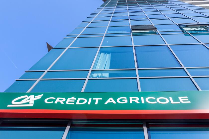 BELGRADE, SERBIA - APRIL 29, 2018: Logo of Credit Agricole on their local headquarters for Serbia. Credit Agricole Srbija is one of the French leading