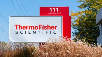 Thermo Fisher Scientific sign is seen in Whitby, ON, Canada