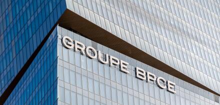 Exterior view of the headquarters of the French banking group BPCE, resulting from the merger of the Banque Populaire and the Caisse d'Epargne groups