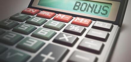 Calculator with the word bonus, illustration.