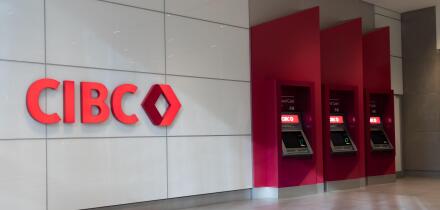 Newly installed CIBC atm machines are seen in a downtown Toronto building; CIBC is one of Canada's Big 5 banks, the 5th largest in Canada.