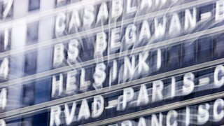 Info sign at the airport with destination Helsinki Aviv, zoomeffect