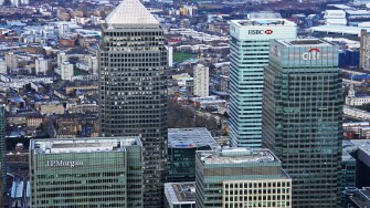 aerial view of Canary Wharf, East London E14