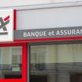 Chaville, France - February 26, 2021: Detail of the facade of a Credit Agricole d'Ile de France branch