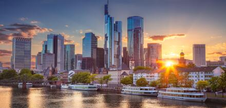 Frankfurt am Main, Germany. Cityscape image of Frankfurt am Main skyline at beautiful sunset.