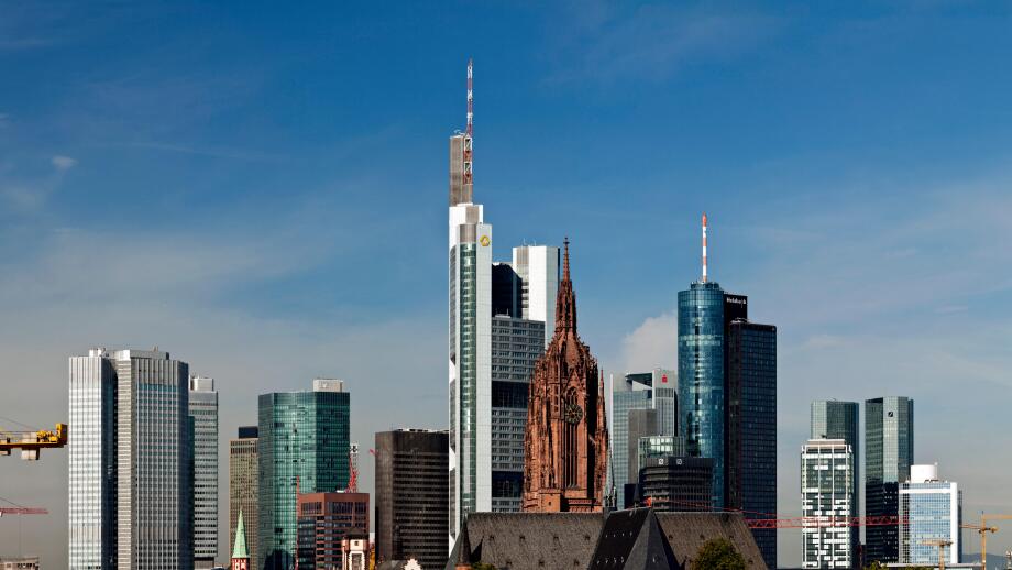 Frankfurt skyline with skyscrapers, Frankfurt, Hessen, Germany