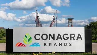 A logo sign outside of a facility occupied by Conagra Brands, Inc., in Omaha, Nebraska on July 1, 2018.
