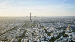 Aerial view of Paris cityscape, Paris, Ile de France, France