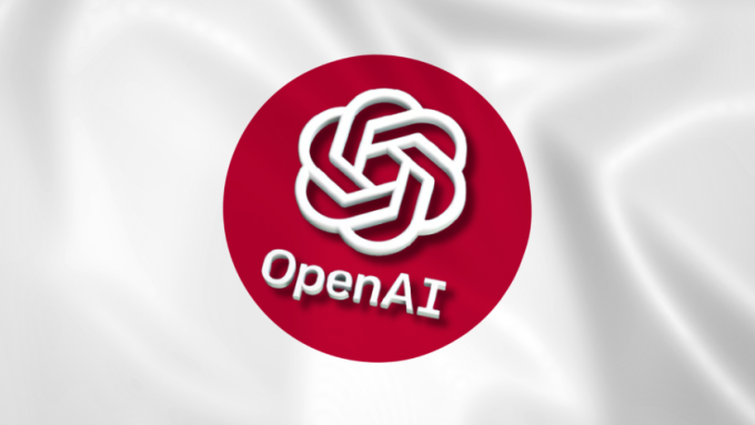The flag of Japan with OpenAI's logo superimposed in the centre