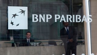 Exterior shot of BNP Paribas Bank, 10 Harewood Avenue, London.