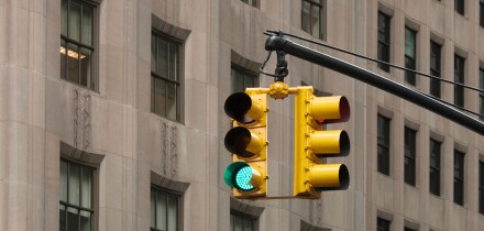 Traffic signal showing green New York city USA