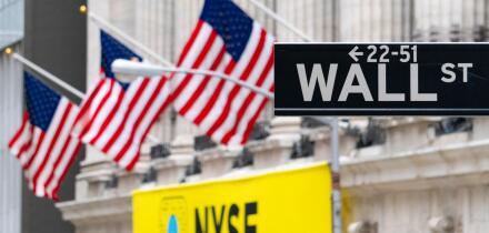 Wall Street sign near New York Stock Exchange
