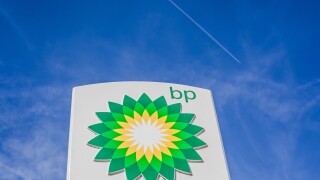 BP logo on its gas service station