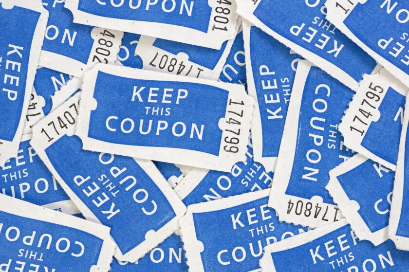 close up of blue and white keep this coupon numbered raffle tickets background