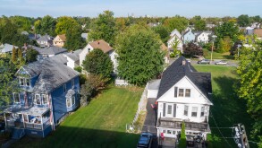 Looking down from above at a residential area of South Buffalo New York United States