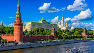 Moscow Kremlin, Kremlin Embankment and Moscow River in Moscow, Russia. Architecture and landmark of Moscow
