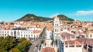 Bolivia, Sucre, City scape with cathedral