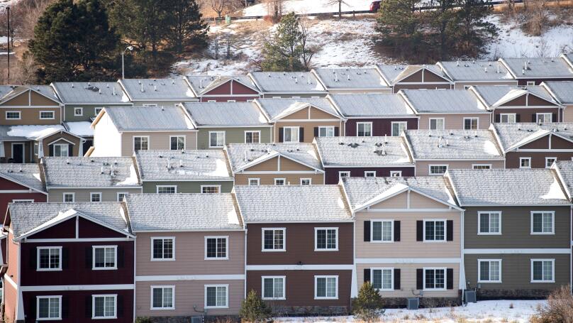 Multi-family apartments, townhomes, and condominium developments in the Briargate development in northern Colorado Springs, Colorado