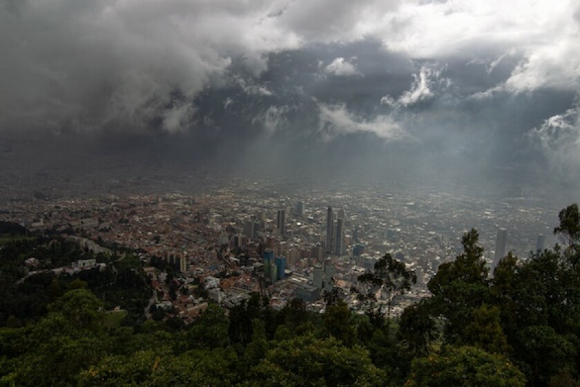 Bogota mountain view, storm, Colombia, volatility, threat, doom, LatAm, 575