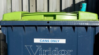 A Viridor Waste Management tin can recycling bin.